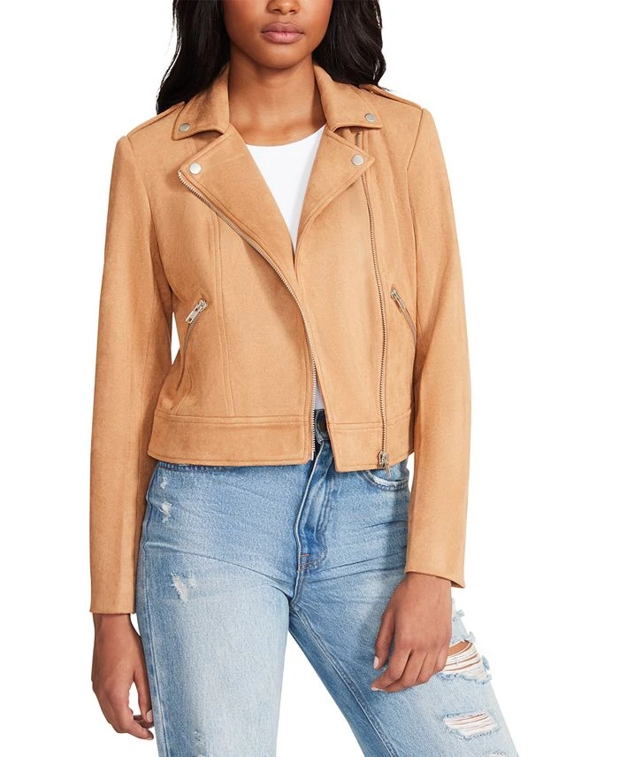 Steve Madden Women's Faux-Suede Zip-Front Moto Jacket 1 Steve Madden Women's Faux-Suede Zip-Front Moto Jacket