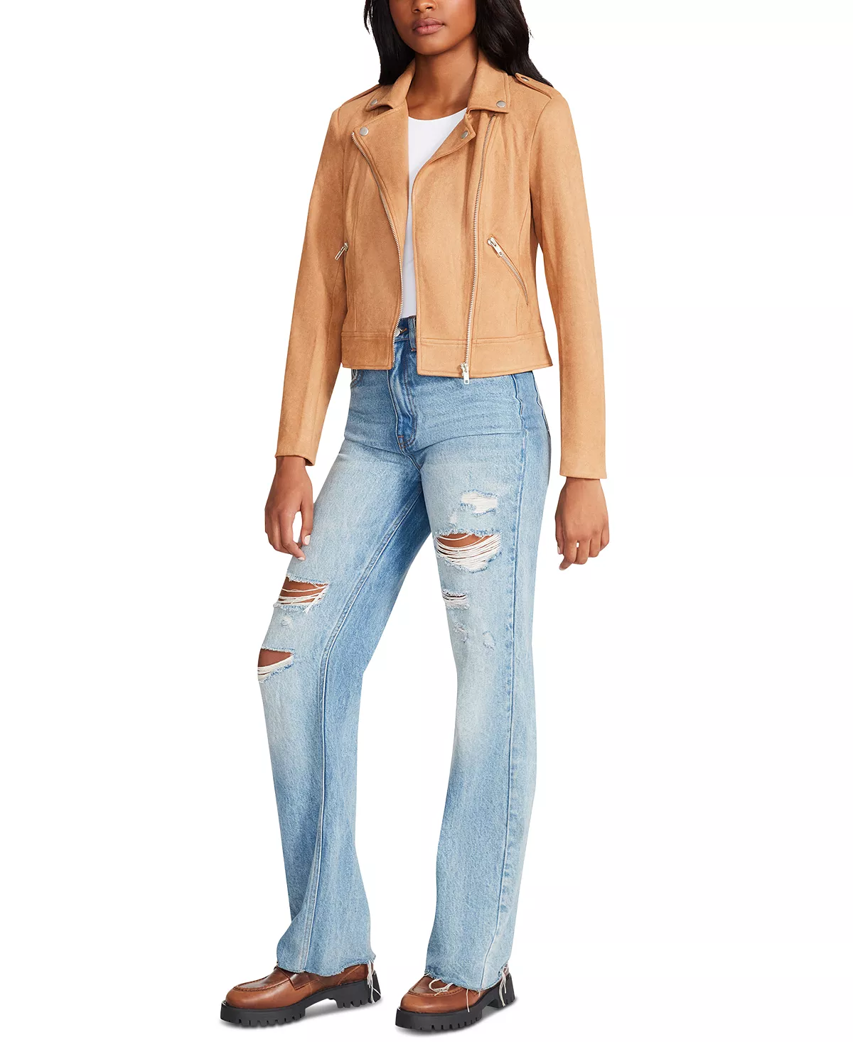 Steve Madden Women's Faux-Suede Zip-Front Moto Jacket 4 Steve Madden Women's Faux-Suede Zip-Front Moto Jacket - Image 4