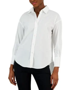 Anne Klein Women's Open-Collar Blouson-Sleeve Shirt
