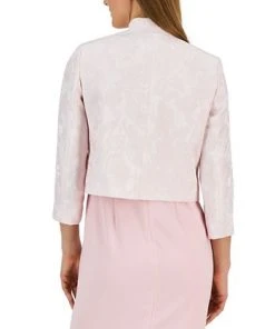 Kasper Women's Floral Jacquard Open-Front 3/4-Sleeve Jacket -CeCe cloth-shop 23776552 fpx