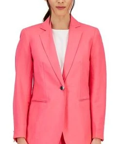 Anne Klein Women's Linen-Blend One-Button Blazer 7 Anne Klein Women's Linen-Blend One-Button Blazer -CeCe cloth-shop 23777090 fpx
