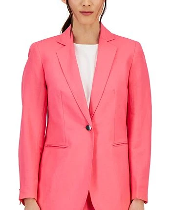 Anne Klein Women's Linen-Blend One-Button Blazer 3 Anne Klein Women's Linen-Blend One-Button Blazer - Image 3