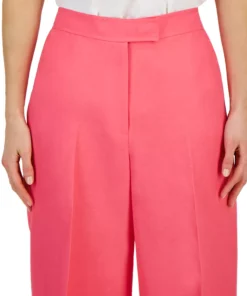 Anne Klein Women's Linen High Rise Wide-Leg Asymmetrical-Fly Pants -CeCe cloth-shop 23777177 fpx