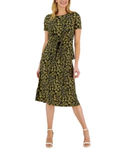 Kasper Women's Botanical-Print Twist-Front Top -CeCe cloth-shop 23777407 fpx