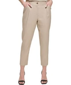 Calvin Klein Women's Cropped Linen Pants -CeCe cloth-shop 23778075 fpx