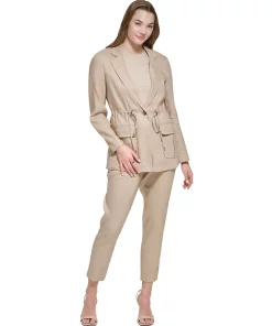 Calvin Klein Women's Cropped Linen Pants -CeCe cloth-shop 23778099 fpx