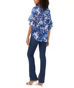 Vince Camuto Women's Flutter Sleeve Pintuck Henley Top -CeCe cloth-shop 23800429 fpx