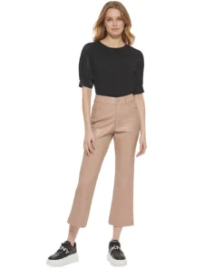 DKNY Women's Faux-Leather Cropped Ankle Pants 8 DKNY Women's Faux-Leather Cropped Ankle Pants -CeCe cloth-shop 23801952 fpx
