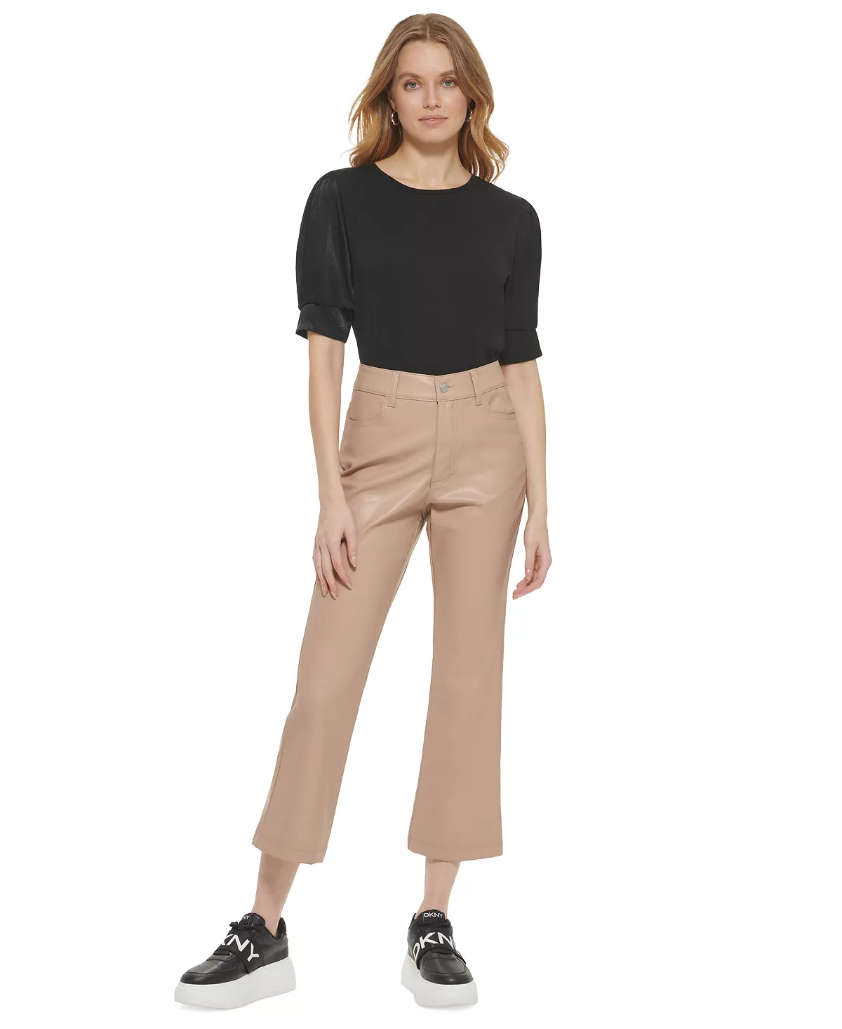 DKNY Women's Faux-Leather Cropped Ankle Pants 4 DKNY Women's Faux-Leather Cropped Ankle Pants - Image 4