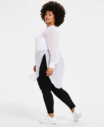 Bar III Semi-Sheer Tunic Blouse, P/XS-4X, Created For Macy's 3 Bar III Semi-Sheer Tunic Blouse, P/XS-4X, Created For Macy's - Image 3