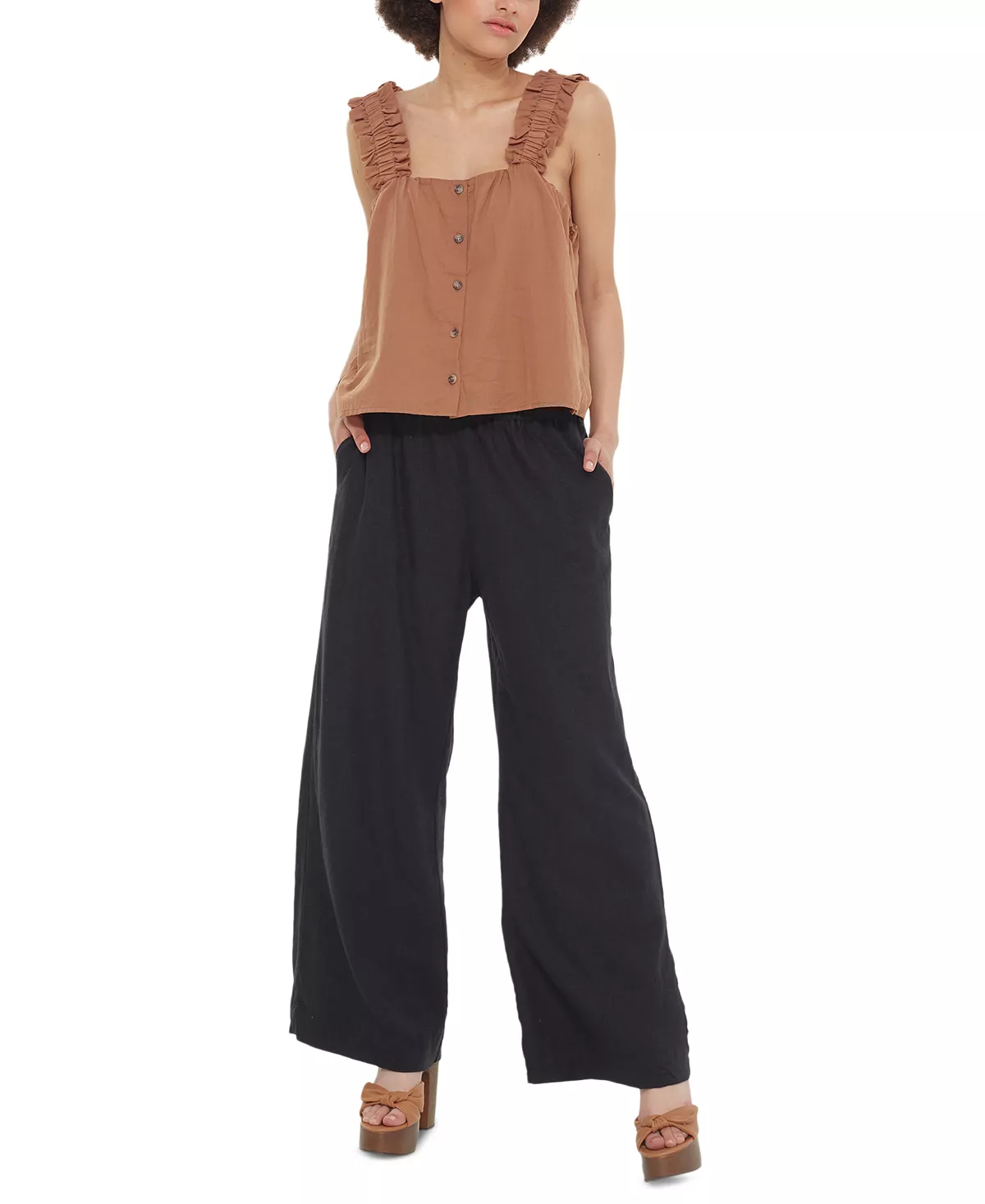 Black Tape Women's Elastic-Waist Wide-Leg Pull-On Pants 6 Black Tape Women's Elastic-Waist Wide-Leg Pull-On Pants - Image 6