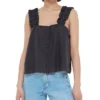 Black Tape Women's Ruffled-Strap Button-Front Camisole