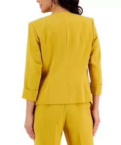 Kasper Women's Stretch Crepe Open-Front Roll-Sleeve Jacket -CeCe cloth-shop 23828856 fpx