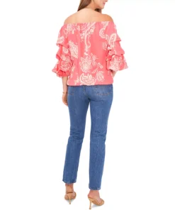 Vince Camuto Women's Bubble Sleeve Blooming Paisley Blouse -CeCe cloth-shop 23996069 fpx