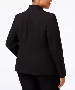 Kasper Plus Size Crepe One-Button Blazer -CeCe cloth-shop 3939625 fpx