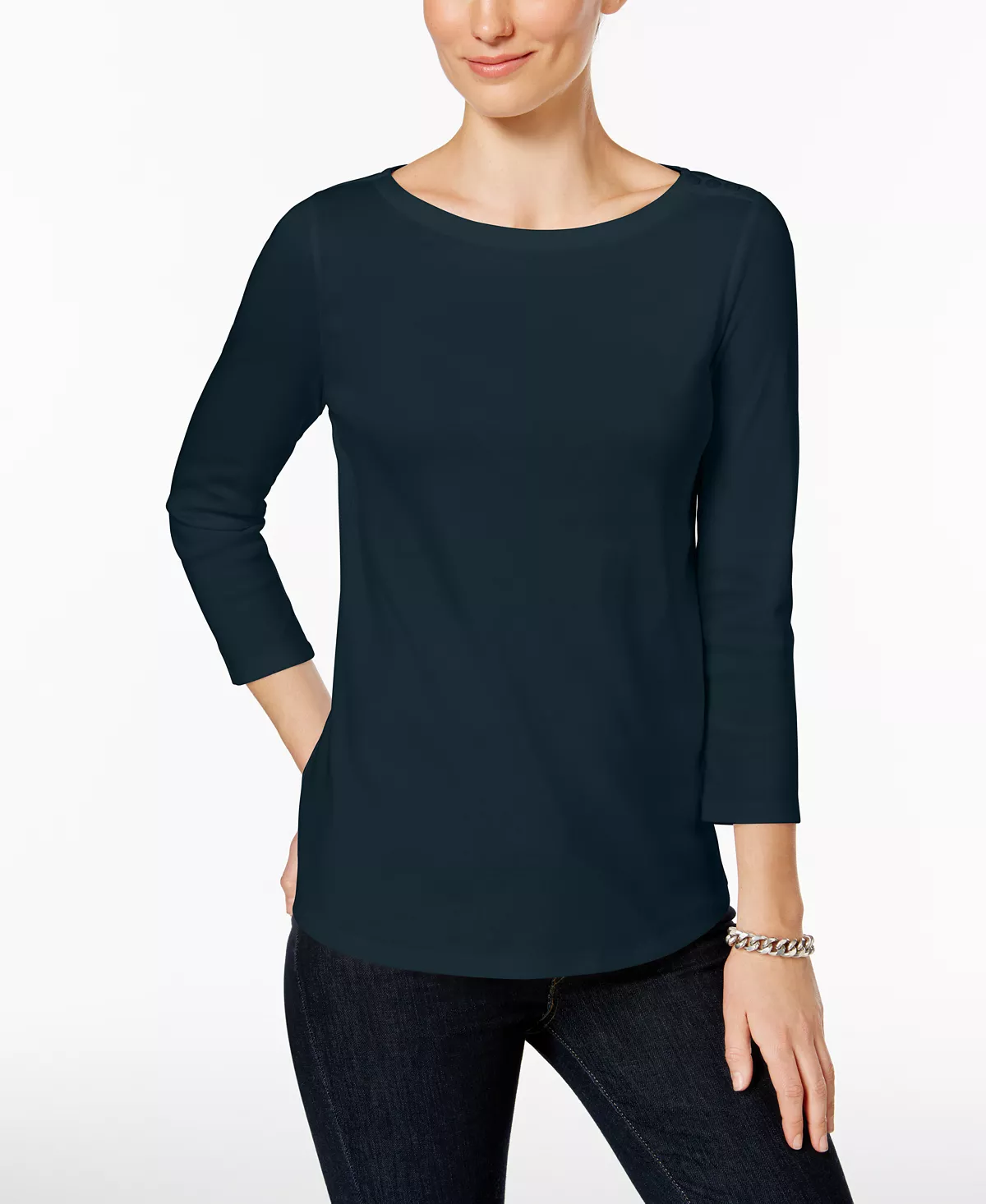 Charter Club Women's Pima Cotton Boat-Neck Top, Created For Macy's 6 Charter Club Women's Pima Cotton Boat-Neck Top, Created For Macy's - Image 6