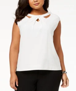Kasper Plus Size Crossover Cutout Top