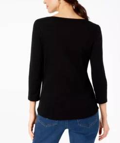 Charter Club Women's Pima Cotton Boat-Neck Top, Created For Macy's 16 Charter Club Women's Pima Cotton Boat-Neck Top, Created For Macy's -CeCe cloth-shop 9525704 fpx